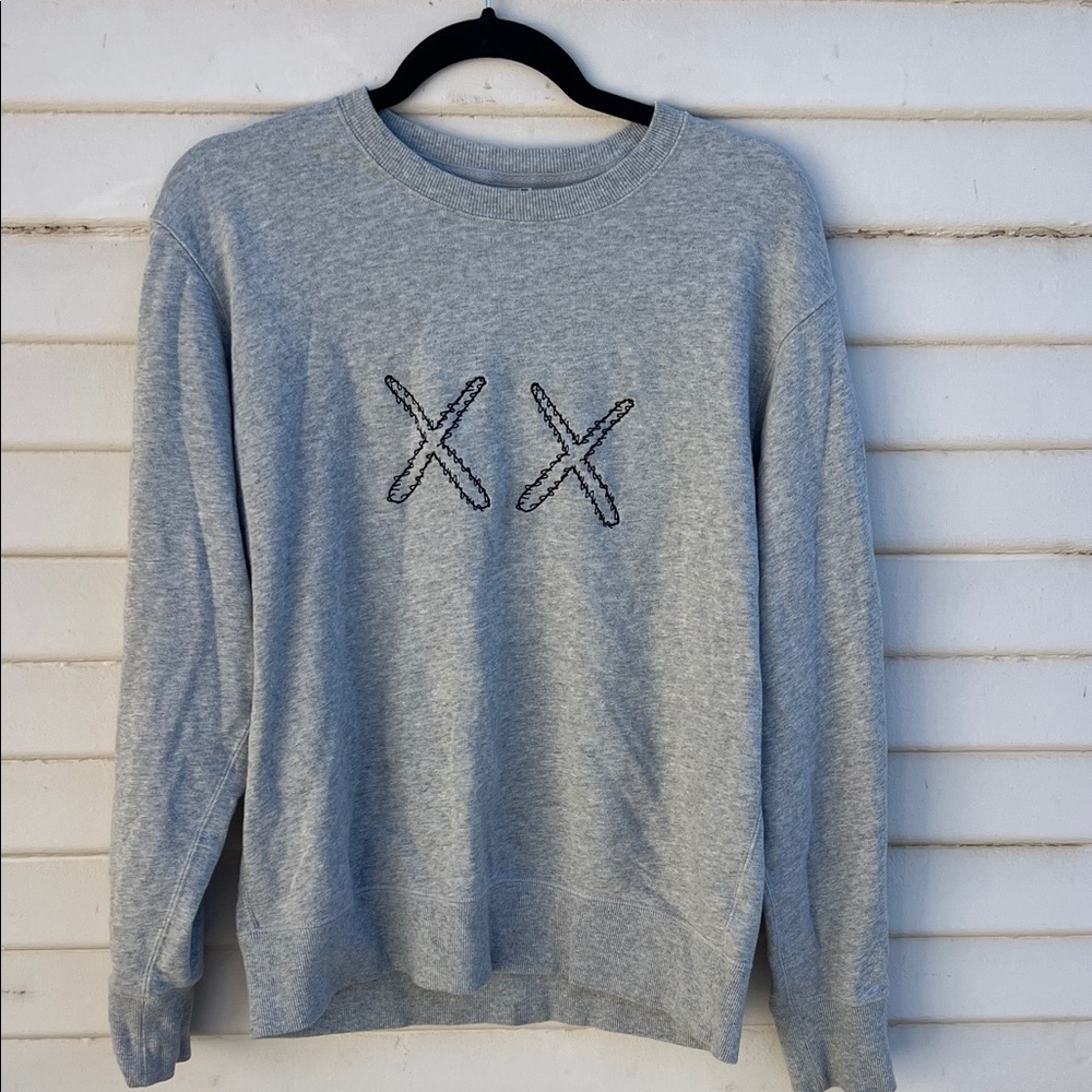 KAWS x Uniqlo Sesame Street collab.  Gray Crewneck Sweater with XX Design